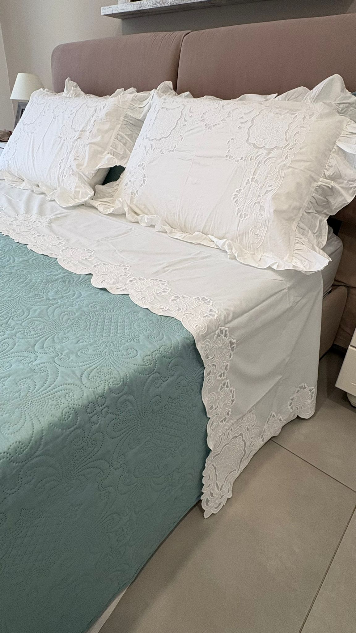 Parure matrimoniale maxi in puro cotone Hypnos bianco - Mia Per Te